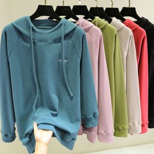 Women's Blouses Shirts Hooded Sweater met dunne trekkoord geborduurd op vrouwen Bodemhirt Casual Loose Slim Blouse Polo Thermal Top 230223