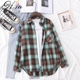 Blouzen voor dames shirts hsa herfst lente plaid flanel shirt dames blouses en tops retro katoenen dame losse outparden Koreaanse tops femme 230309