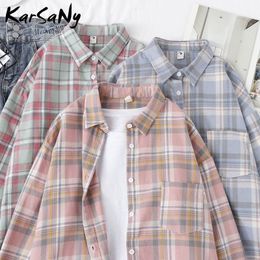 Blusas de mujer Camisas KarSany novio camisa lisa de gran tamaño para mujer top y top primavera suelta camisa de algodón liso camisa de novio para mujer 230410