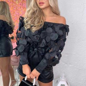 Dames Blouses Shirts Kant Patchwork Pofmouwen Blouse Shirt Vrouwen Zomer O Neck Chiffon Jumpers Koreaanse Elegante 3D Bloem Tops Blusas Kimono J230802