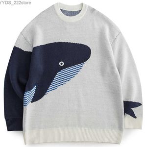 Blouses Femme Chemises LACIBLE Lonely Whale Chandails tricotés Printemps Automne Pull Pull Hommes Femmes Pulls Harajuku Tricots Outwear Haut YQ231114