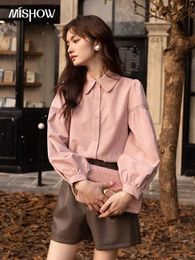 Women's Blouses Shirts Mishow Woman Lantern Long Slve Blouses Fashion 2023 Autumn Winter Button Up Shirts Koreaanse losse tops Kleding Vrouwen MXB43C0586 Y240510