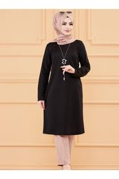 Blouzen voor dames shirts moslimvrouwen zwarte vaste lange mouw tuniek abaya lente herfst vintage dames top blouse shirt jurkwomen's