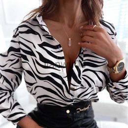 Chemisiers pour femmes Chemises Nouveau Automne Casual Blouse Femmes Mode Imprimer À Manches Longues Top Shirt 2023 Hiver Élégant Col Rabattu Bouton Tops Chemise De Bureau J230802