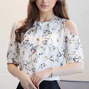 Chemises de chemisiers pour femmes Nouvelles vêtements de fleur imprimés en mousseline de soie