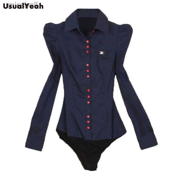 Blusas de mujer Camisas Nueva moda elegante Manga larga Algodón OL Body Shirt Office Ladies Body Diseño de botones Azul oscuro Blanco Rojo S-3XL Tallas grandes YQ240119