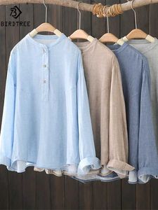 Chemises de chemisiers pour femmes Nouvelles femmes en coton pur et couche à manches longues à manches à manches longues Mori Retro Retro Casual Shirt 2024 automne T44060QML2405