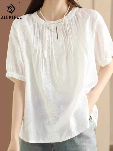 Chemises de chemisiers pour femmes Nouveaux femmes de coton de printemps blancs à manches courtes à manches courtes et à manche