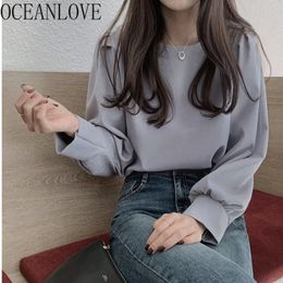 Women's Blouses Shirts Oceanlove Office Ladies Solid Puff Sleeve Spring Tops Elegante Retro Blouse Women Chic Loose Blusas Mujer 19812 230510