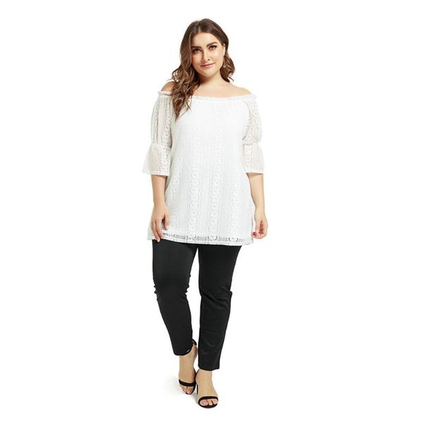 Chemisiers pour femmes Chemises de grande taille Chemisier élégant Femme Collection 2022 Chemise blanche surdimensionnée Haut à épaules dénudées Femme Vêtements Fête de mariage