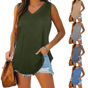 Blusas de mujer Camisas Tallas grandes Tops de seda para mujer Moda Sin mangas Cuello en V Entrenamiento Atlético Casual Blusa Suelta Señoras Femeninas Fintness