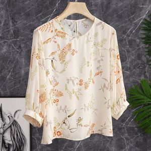 Chemisiers pour femmes chemises rétro fleur oiseau lanterne florale chemise à manches deux pièces ensemble haut femmes Camisas De Mujer