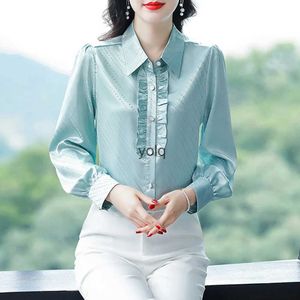 Blusas para mujer Camisas Diseño de reglas 2023 Otoño Invierno Moda Mujer Seda Elegante Señora Tops básicos Alta calidad Cloingyolq