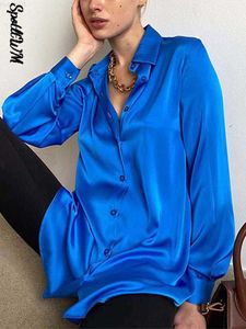 Dames Blouses Shirts Satijnen Blouses Vrouwen 2022 Blouse Groene Zijden Shirts Lange mouw Dames Tops Tunieken Lente Zomer Vrouwelijk Elegant Shirt L230712