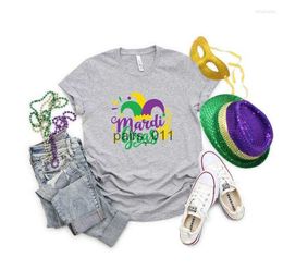 Dames Blouses Shirts Shirts Mardi Gras Shirt Hoed Vet Dinsdag Katoen Mode Ronde Hals Vrouwelijke Korte Mouw Y2k 240229