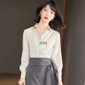 Blouses pour femmes Chemises Simple Élégant Abricot Blanc Pour Les Femmes Printemps Automne Mode 2023 Dame Tops Basiques Cloingyolq