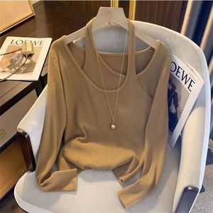 Dames Blouses Shirts Lente Mode Onregelmatige Effen Kleur O-hals T-shirt met Lange Mouwen Dames Kleding Elegante Patchwork Pullover Ondervacht Dames Tops 230621