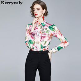 Dames Blouses Shirts Spring Floral Pink Lange Mouwen Shirt Womens Tops en Blusas Mujer de Moda 2021 Verano Ropa Para Mujeres K8888