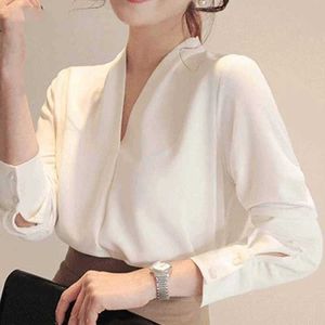 Chemises de chemisiers féminines Spring Korean Style Long Slve Shirt New Fashion Elegant White Murffon Blouse Office-Lady Socialite Womens Tops 9382 50 Y240426