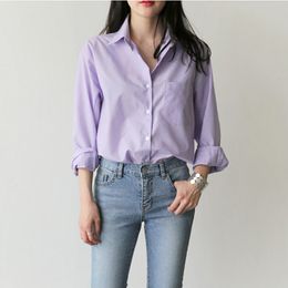 Chemisiers pour femmes Chemises Printemps Chemise pour femmes Rayé Bas Encolure Bureau Haut pour femmes Manches longues Chemise pour femmes Violet clair Mode Haut pour femmes Bleu 230404