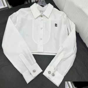 Chemises de chemisiers pour femmes Chemises de chronoméner de chair de luxe de luxe à manches longues à manches longues à manches longues sur les poignets blancs à DHBM9