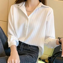 Blouses Femmes Chemises Rayées Pour Femmes Vêtements Automne Manches Longues -Cou Top Mode Chemise Professionnelle Élégante Vêtements De Travail FemmeFemmes W