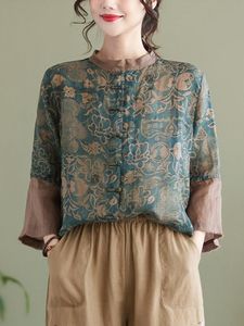 Blouzen voor dames shirts zomer casual dames mode retro stijl India folk print losse tops shirt shirt camisas mujer 2022women's