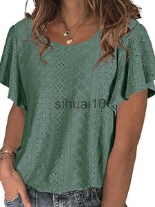 Chemisiers pour femmes Chemises Été Solide Blouses Pour Femmes 2023 Mode O Cou Élégant Bureau Dames Chemise Casual À Manches Courtes Blouse Tops J230621