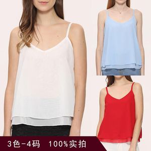 Chemisiers pour femmes Chemises Été Vêtements pour femmes Sans manches Jersey Col en V Sexy Sling Chemise en mousseline de coton Casual Loose Regular TopWomen's