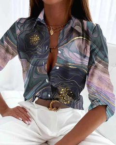 Damesblouses Shirts Temperament Losvallend damesoverhemd Mode Casual blouse Elegant lang Sle Damesoverhemd Vakantieweekend TopL24312