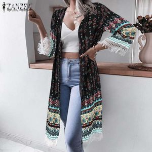 Damesblouses Shirts Vintage Floral Printed Beach Cardigan Vrouwen Boheemse zomer Cover Up Kimono Blouse Casual Open Fant