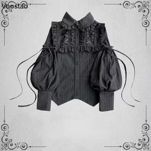 Women's Blouses Shirts Vintage Gothic Shirt Elegant Lolita Style Gigot Sleeve Girls Victorian Sweet Ruffles Kawaii Tops Blusas Mujer 230404