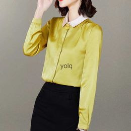 Blouses pour femmes Chemises Vintage Simple Sticing Femmes Hauts à manches longues Bouton couvert Lady Blusas 2023yolq