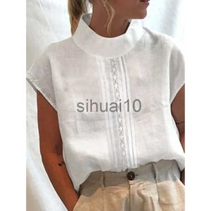 Dames Blouses Shirts Vintage Tops Mujer Vrouwen Blouse Effen Katoen Linnen Zomer Casual Chic Tuniek Hallow Kant Patchwork Oversized Witte Blouses Blusas J230621