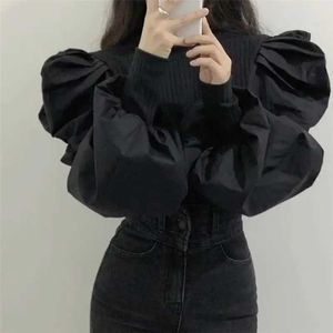 Blusas de mujer Camisas Vintage para mujer de punto largo Sle Top pulóver mujeres Puff Sle elegante blusa de lujo camiseta moda coreana talla grande L24312