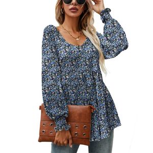 Blouzen voor dames shirts dames lange mouw bloemen blouse top lente herfst casual geplooide vrouwelijke vrouw elegante blusaswomen's