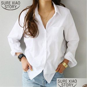 Women's Blouses shirts vrouwen en vrouwelijke blouse top met lange mouwen casual witte turn down kraag olstijl los 3496 50 220725 drop d dhnuq