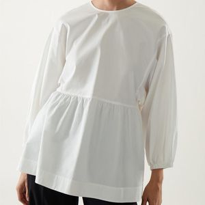 Blouses voor dames shirts vrouwen backless veter katoen a-line witte of zwarte top all-match losse puff mouw mode 2023women's