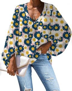 Dames blouses shirts vrouwen blouse bloemen print chiffon 2022 casual losse lange mouwen shirt tops grote maat V-hals Blusas mujer de Moda