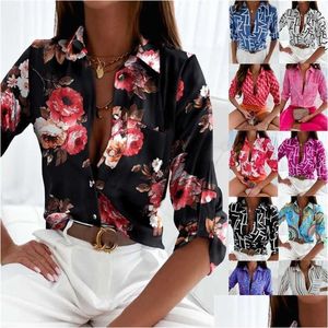 Blouses voor vrouwen shirts vrouwen kleding bedrukt t lange mouw t-shirts vrouw knop trui mode casual dames top drop levering a dhktc