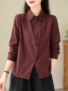 Blouses pour femmes Chemises femmes à manches longues chemise décontractée arrivée Style Vintage motif à carreaux tout-match lâche femme couverture en coton chemises B2889 230908