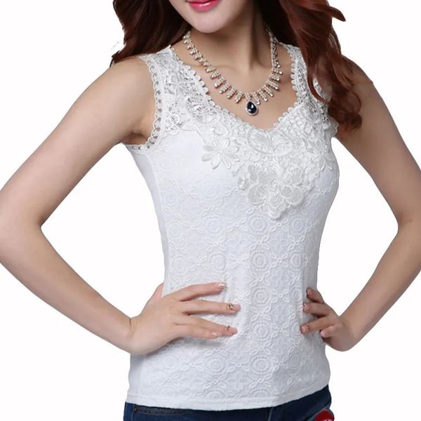 Blouses Femme Chemises Chemisier Sexy femme été élégant sans manches blanc noir Crochet dentelle chemise hauts et chemisiers femme Blusas gilet Camisa 230928