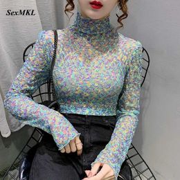 Blouses Femme Chemises femmes Sexy Transparent imprimé Blouses 2023 mode longue Sle décontracté dames hauts vêtements coréens élégant chemisier d'été surdimensionné L24312