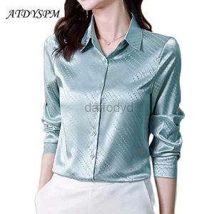 Chemises de chemisiers pour femmes chemises en satin de soie à manches longues chic imprimées femelles Blouses 2024 Élégant Office Lady Ol Basic Tops Vêtements décontractés 240411