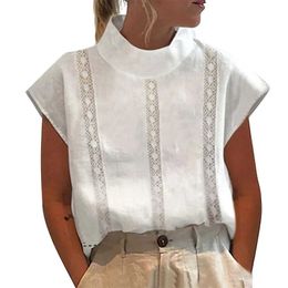 Chemises de chemisiers pour femmes Femmes Summer 2023 Fashion Cotton Linne Blusas Lightweight White Shirt Casual Chic Tops Tops Overs Dizedized Vêtements 240412