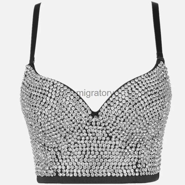 Blusas para mujer Camisas Mujeres Tank Tops Lujo Lentejuelas Rhinestone Perla Boda Push Up Bra Mujer Ropa Camis Stage Ladies Crop Top Corset Y2K Blusas YQ231213