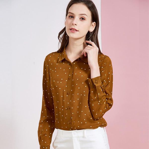 Chemisiers pour femmes Chemises Femmes Tops Et Café Soie À Pois Floral Haute Qualité OL 2022 Bureau D'été À Manches Longues Casual Sexy Plus SizeWom