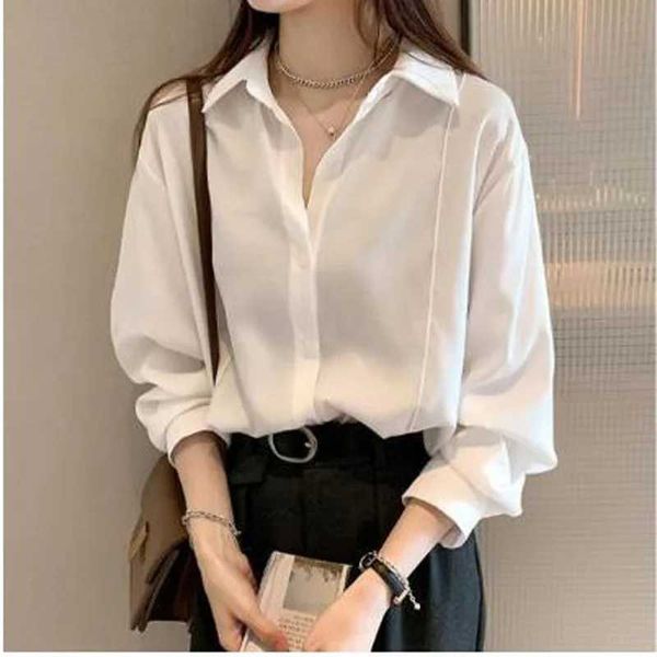 Chemises de chemisiers pour femmes chemises pour femmes blanc couleur simple chemisier surdimensionné Blouse femme Blouse lâche coréen 4 couleurs m-4xl d240507