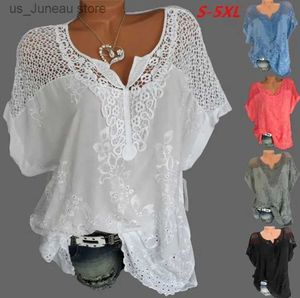 Chemises de chemisiers pour femmes wonmiracle dentelle de dentelle courte Slve Femmes Blouses et dessus Coton V Coton Coton Loose TUNIQUE BRODERIE HOT 2021 BLUSAS T240412