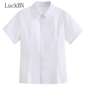 Blouses Femmes Chemises XS-5XL Grande Taille Collège Japonais Casual Femmes Chemisier Doux Étudiant Fille Chemise Blanche Col À Revers À Manches Courtes Wor